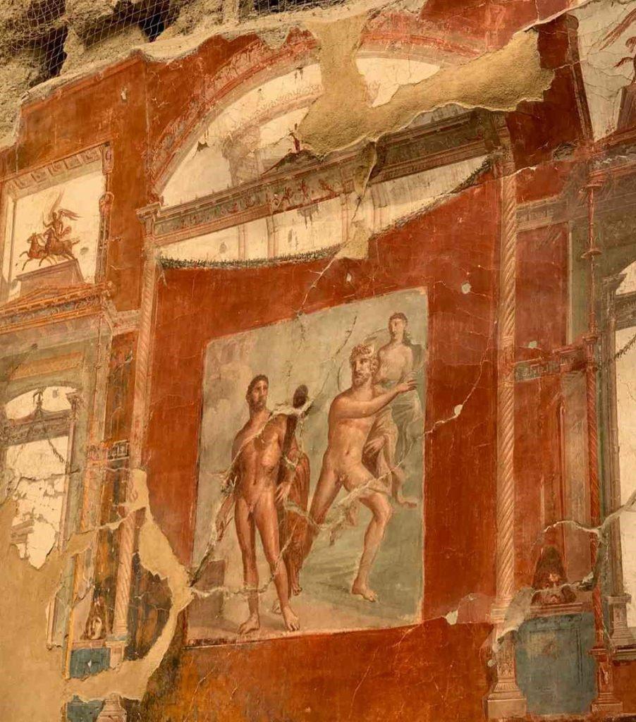 Wall art detail from Herculaneum, Italy