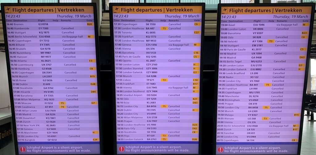 More flights were showing as cancelled than as proceeding. Would ours be next?