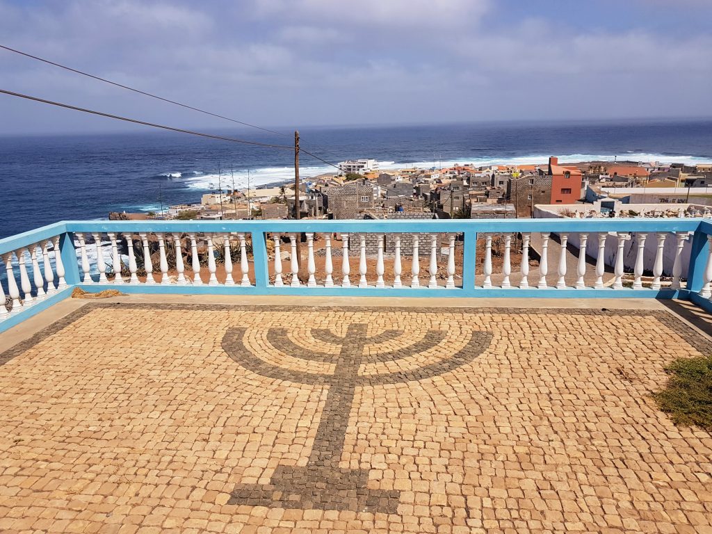 The terrace in front of a reconstructed Jewish cemetery in Ribiera Grande