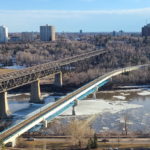 Ice melting in the North Saskatchewan River (April 2022)
