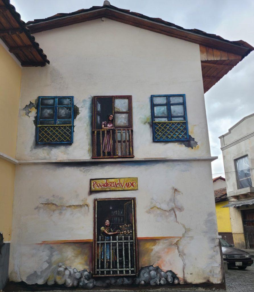 Entire side of a house painted, in Cuenca Ecuador