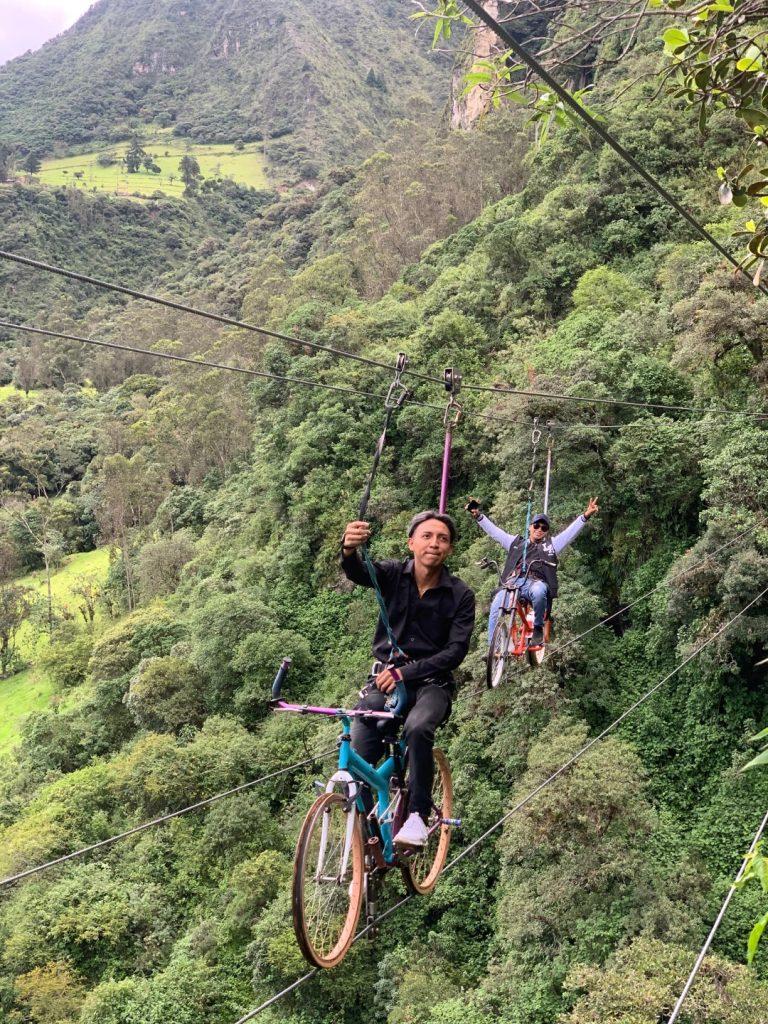 Cycling across gorge is an option at the lower Giron waterfall. 