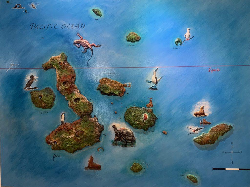A relief map of the Galapagos Islands