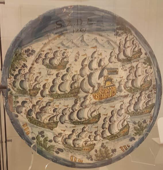 1760 ceramic plate with ships