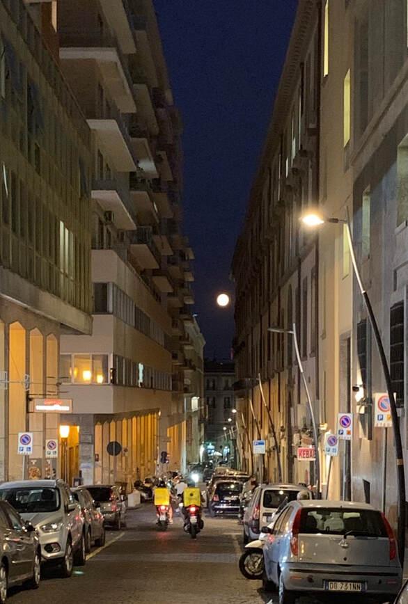 Full moon over Naples, Italy