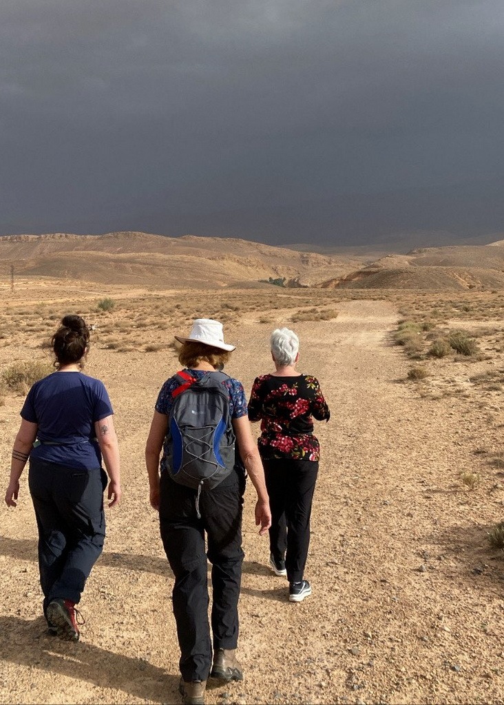 Images of hiking into a storm in the desert