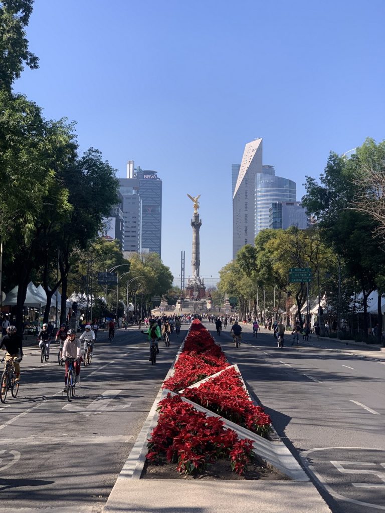 Sunday bike ride on La Reforma, Mexico City