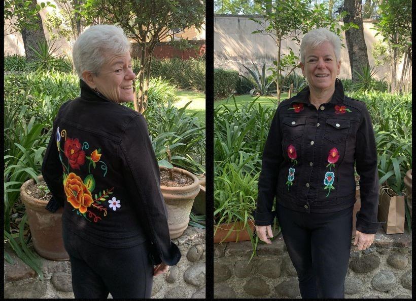 Tema's hand-embroidered jacket, from the San Angel market